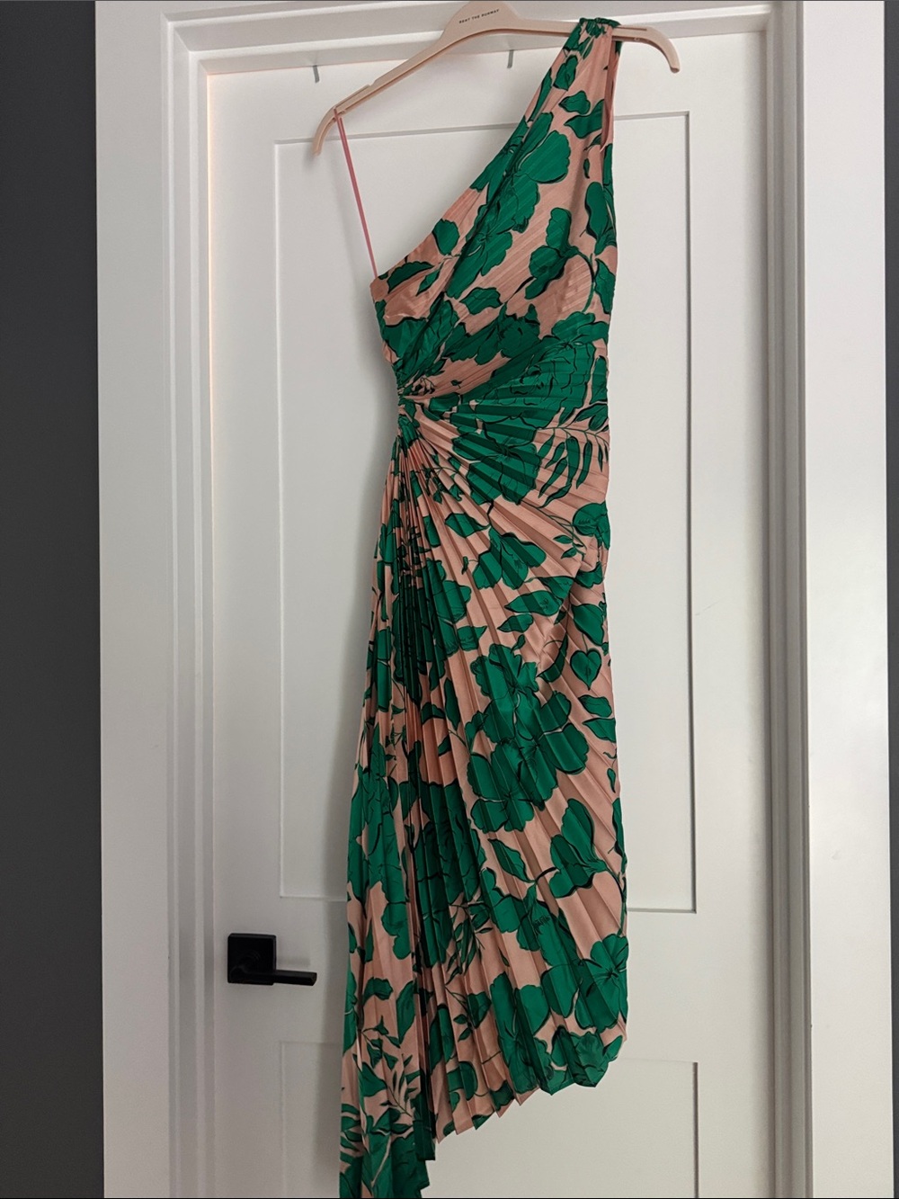 Vici One-Shoulder Floral Dress in Pink and Green